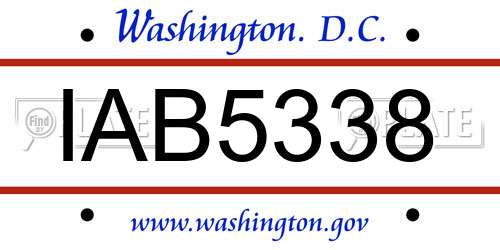 IAB5338 District Of Columbia License Plate