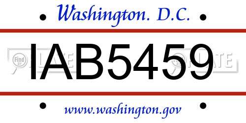 IAB5459 District Of Columbia License Plate