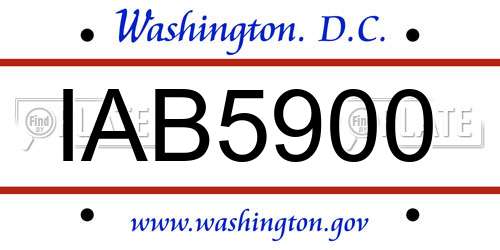 IAB5900 District Of Columbia License Plate