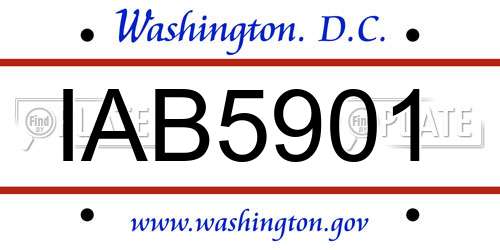 IAB5901 District Of Columbia License Plate