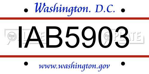 IAB5903 District Of Columbia License Plate