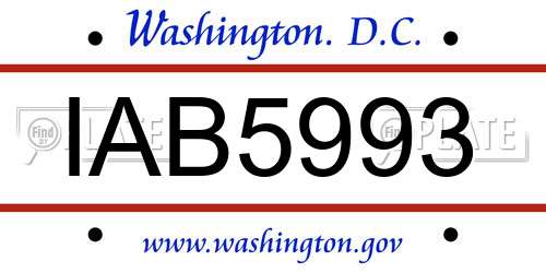 IAB5993 District Of Columbia License Plate