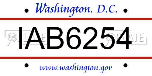 IAB6254 District Of Columbia License Plate