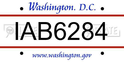 IAB6284 District Of Columbia License Plate