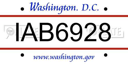 IAB6928 District Of Columbia License Plate