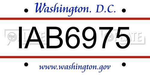 IAB6975 District Of Columbia License Plate