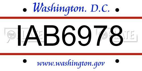 IAB6978 District Of Columbia License Plate