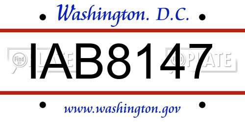 IAB8147 District Of Columbia License Plate