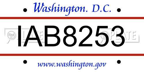 IAB8253 District Of Columbia License Plate