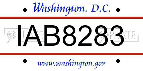 IAB8283 District Of Columbia License Plate