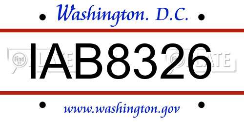 IAB8326 District Of Columbia License Plate