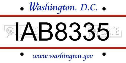 IAB8335 District Of Columbia License Plate