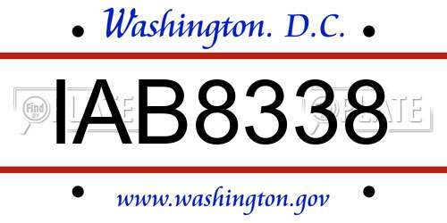 IAB8338 District Of Columbia License Plate
