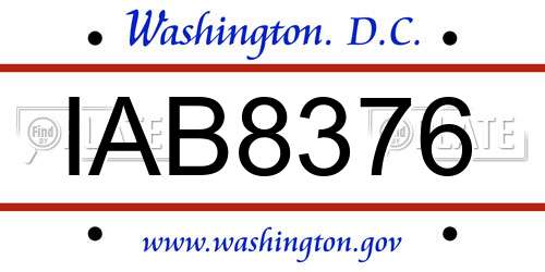 IAB8376 District Of Columbia License Plate
