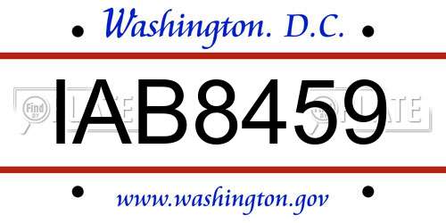 IAB8459 District Of Columbia License Plate