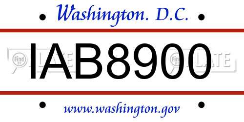 IAB8900 District Of Columbia License Plate