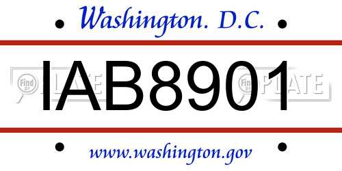 IAB8901 District Of Columbia License Plate