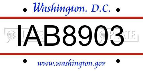 IAB8903 District Of Columbia License Plate