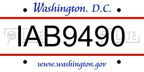 IAB9490 District Of Columbia License Plate