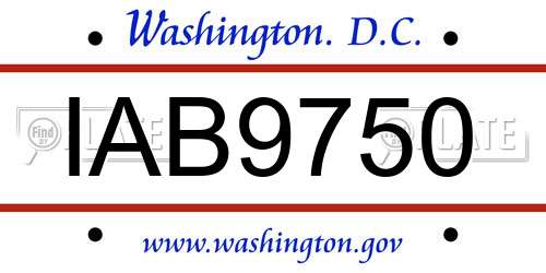 IAB9750 District Of Columbia License Plate