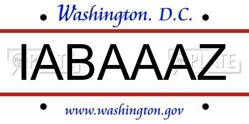 IABAAAZ District Of Columbia License Plate