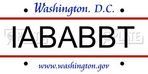 IABABBT District Of Columbia License Plate