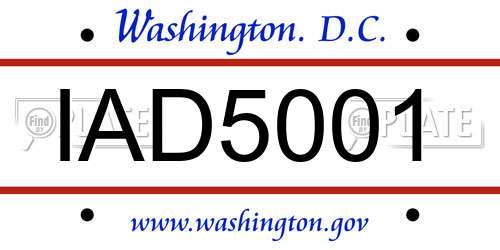 IAD5001 District Of Columbia License Plate