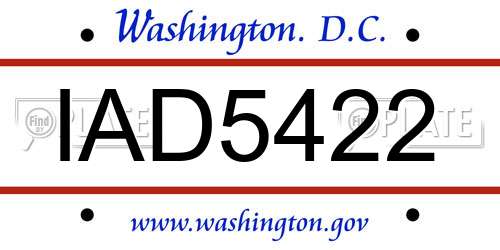 IAD5422 District Of Columbia License Plate