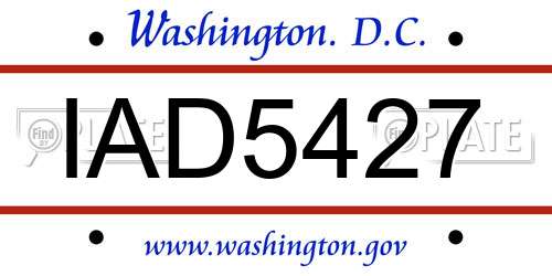 IAD5427 District Of Columbia License Plate