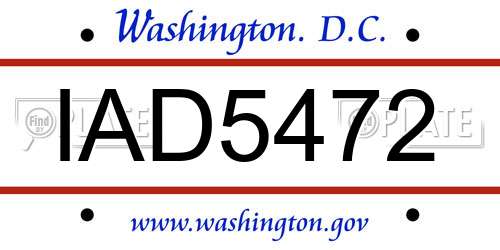 IAD5472 District Of Columbia License Plate