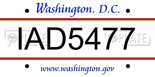 IAD5477 District Of Columbia License Plate