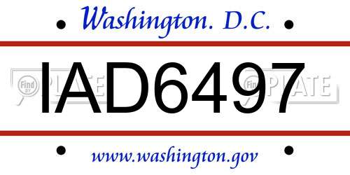 IAD6497 District Of Columbia License Plate