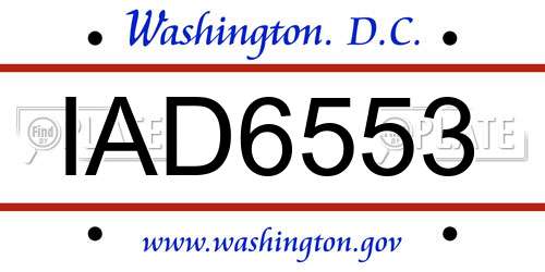 IAD6553 District Of Columbia License Plate
