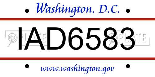 IAD6583 District Of Columbia License Plate