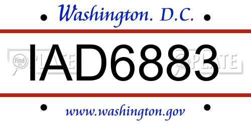 IAD6883 District Of Columbia License Plate