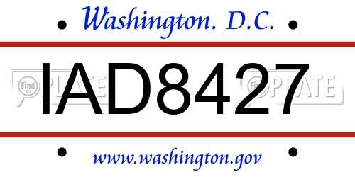 IAD8427 District Of Columbia License Plate