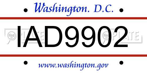 IAD9902 District Of Columbia License Plate