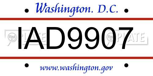 IAD9907 District Of Columbia License Plate