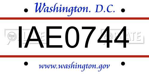 IAE0744 District Of Columbia License Plate