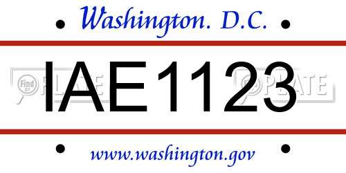 IAE1123 District Of Columbia License Plate