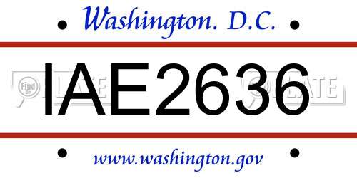 IAE2636 District Of Columbia License Plate
