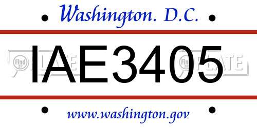 IAE3405 District Of Columbia License Plate