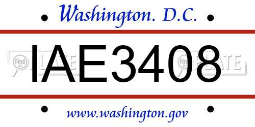 IAE3408 District Of Columbia License Plate