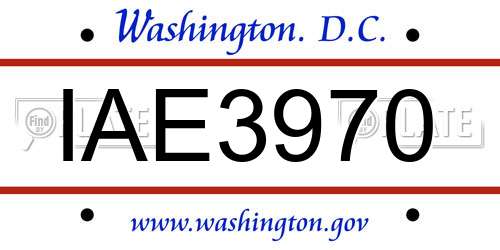 IAE3970 District Of Columbia License Plate