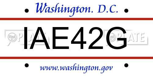 IAE42G District Of Columbia License Plate