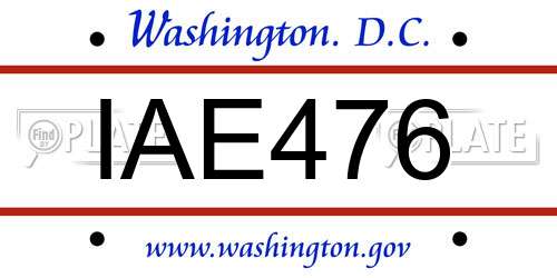 IAE476 District Of Columbia License Plate