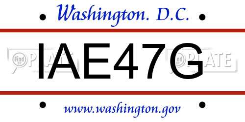 IAE47G District Of Columbia License Plate