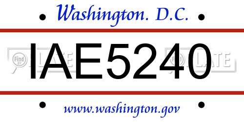 IAE5240 District Of Columbia License Plate