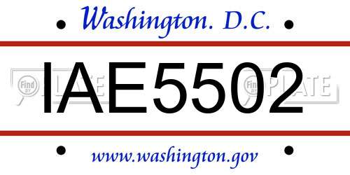 IAE5502 District Of Columbia License Plate