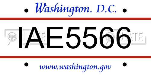 IAE5566 District Of Columbia License Plate